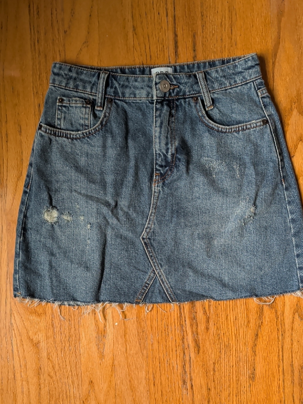 BDG Washed Blue Distressed Denim Mini Skirt - Picture 1 of 5